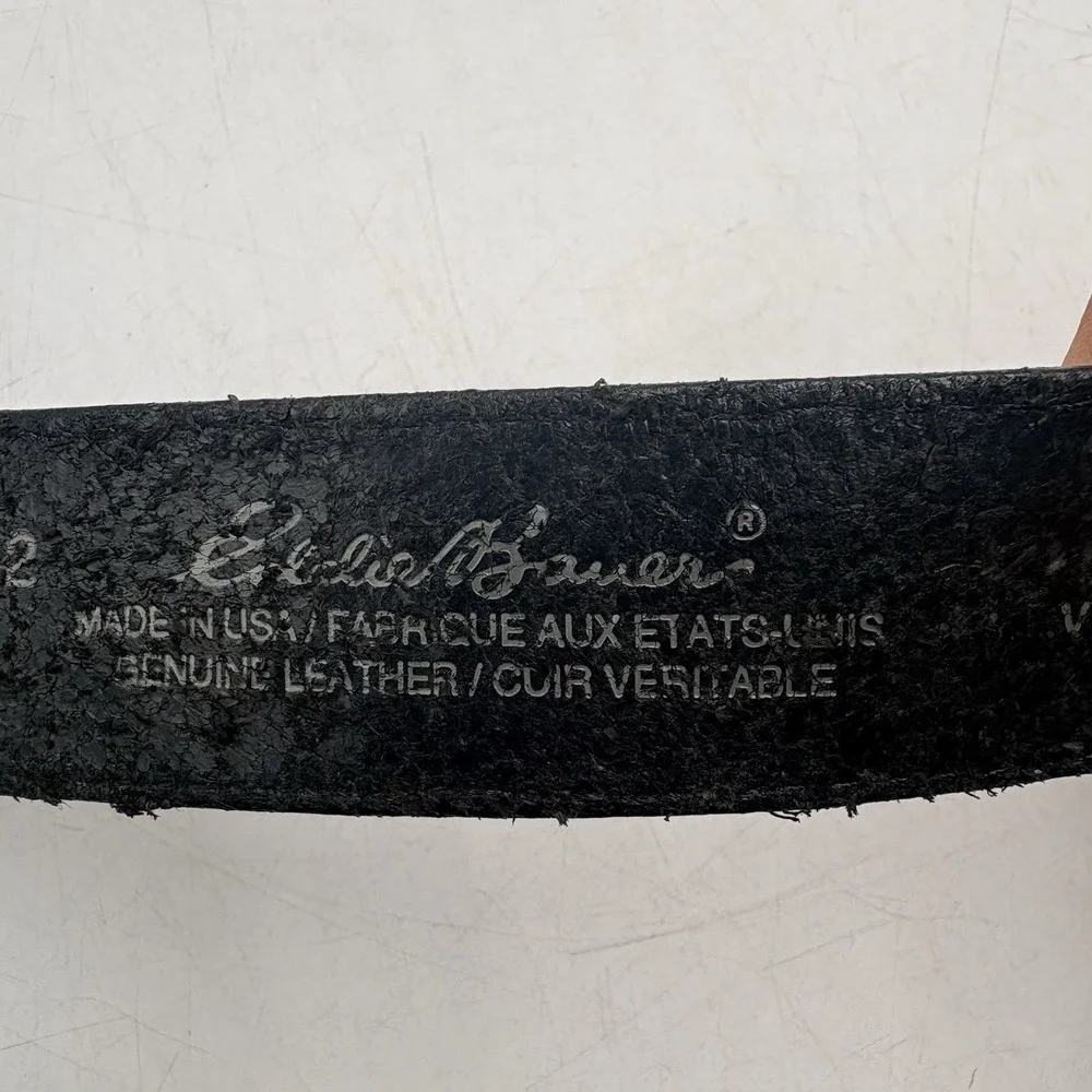 Vintage Eddie Bauer Black Tooled Leather Belt Floral Western USA XL 38 40 42
